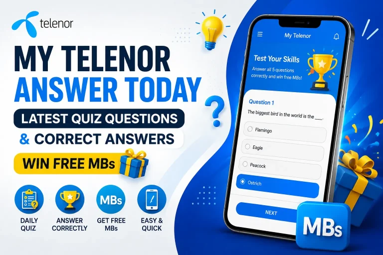Daily Telenor Quiz Answers And Free MB Offers